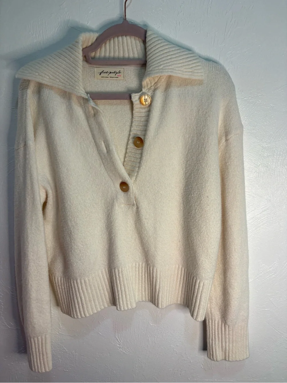 Free People Trading Up Polo in ivory